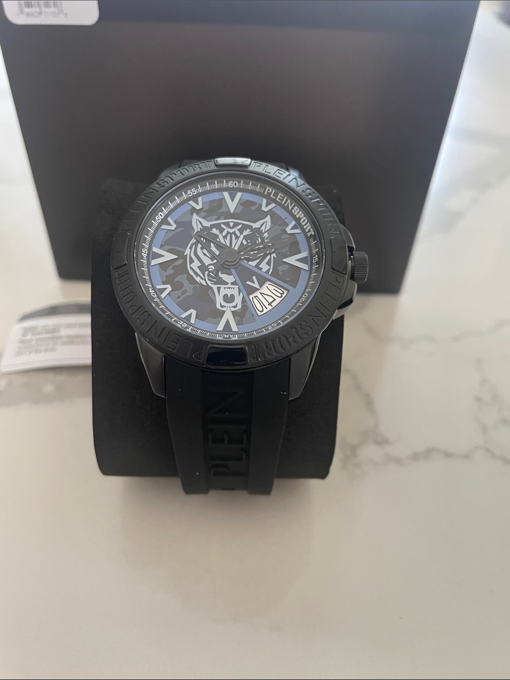 Plein Sport Black and Blue Camouflage Tiger Dial Unisex Watch - Picture 6 of 8